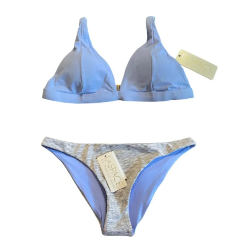 NWT l*space 2 Piece Triangle Top & Camacho Hipster Bottom Bikini Set  Sz. S